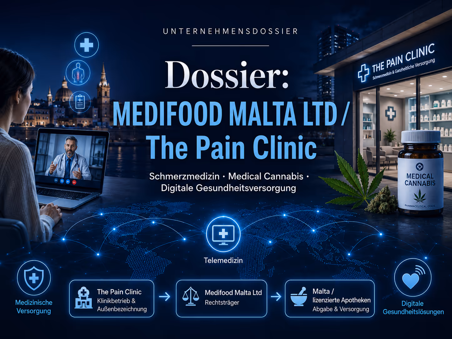Dossier: Medifood Malta Ltd / The Pain Clinic | Symbolbild KI-generiert © 2026 EMH AG JS by OpenAI 5.5