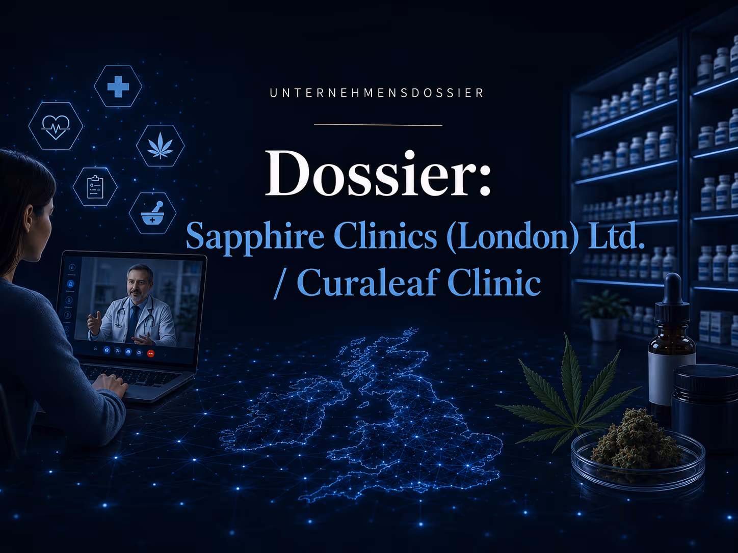 Dossier: Sapphire Clinics (London) Ltd. / Curaleaf Clinic | Symbolbild KI-generiert © 2026 EMH AG JS by OpenAI 5.5